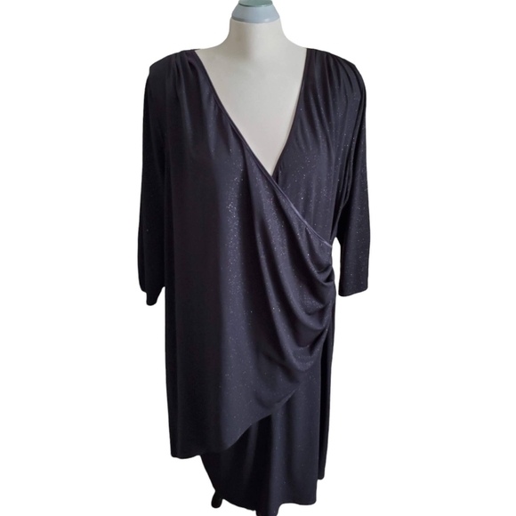 Penningtons V-Neck Trim Wrap Sparkly Dress Size 1X - Picture 1 of 11